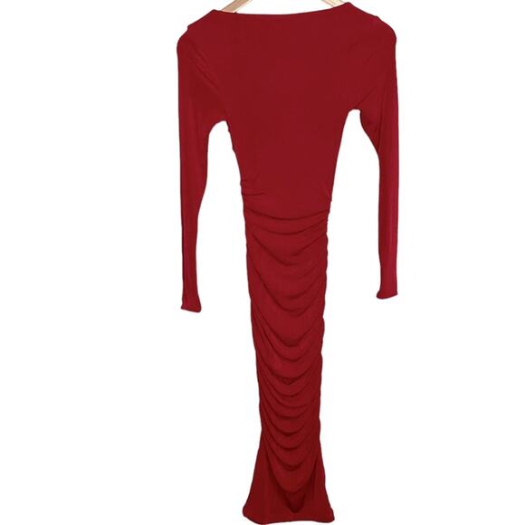 NWT SER•O•YA Red‎ Eden Dress Bodycon Midi Long Sleeve Size XXSmall - Picture 5 of 12